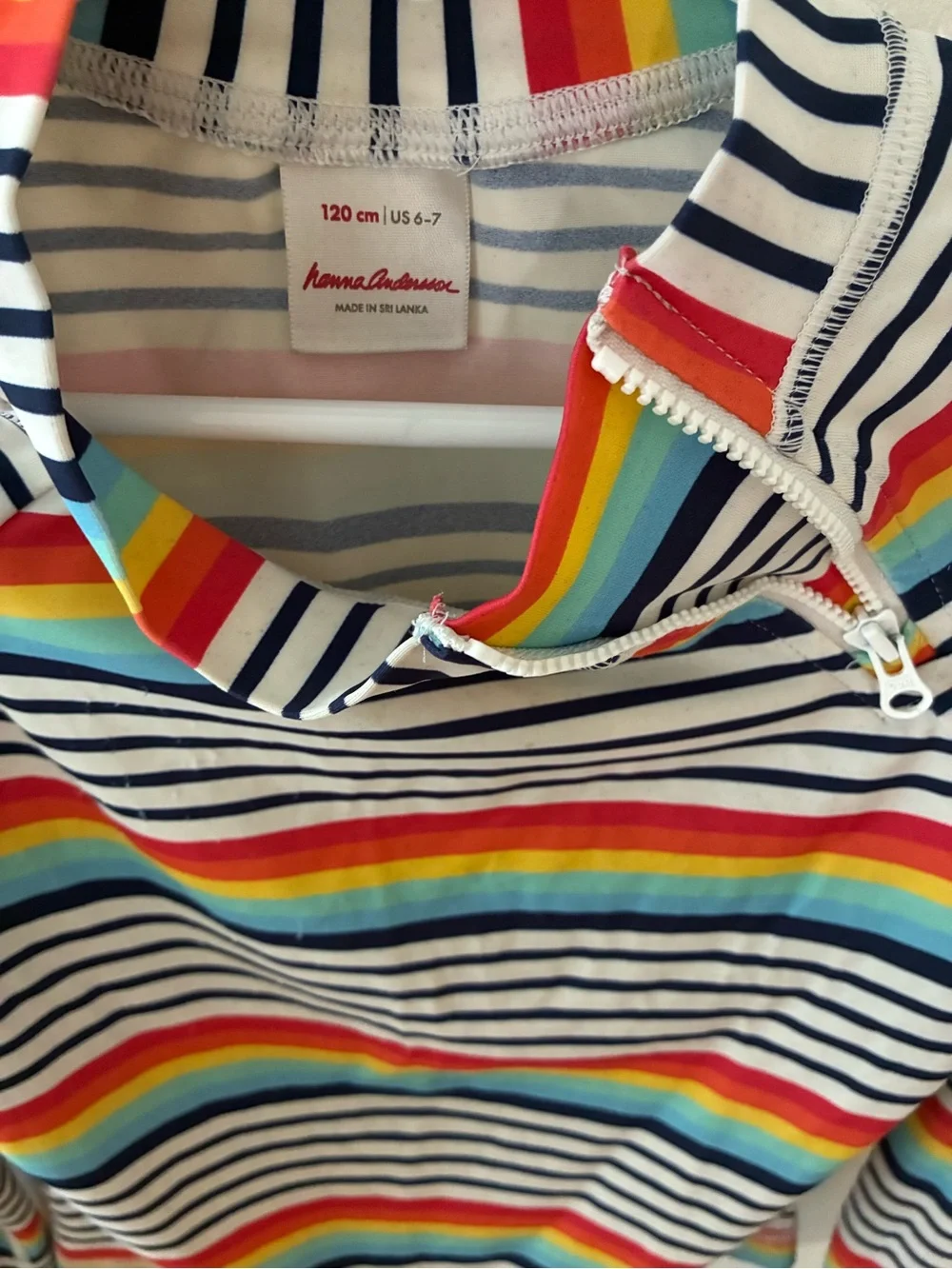 Hanna Andersson Striped Rainbow Rash Guard
